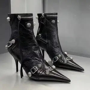 New Pointed Tassels With Fashion Long Boots For Women With Metal Spikes And High Heels