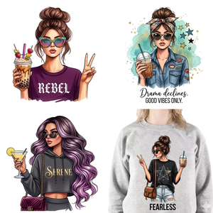 Vinilo Termoadhesivo Lavable con Dibujos Animados para Pegatinas, Impresiones de Logotipos Personalizados para Camisetas de Algodón y Mezcla de Poliéster - Product Image 1