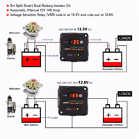 Nouveau kit isolateur de batterie double intelligent HaoRui 12-24V 140A étanche, sensible à la tension numérique, interrupteur isolateur VSR 4P pour voiture, camping-car, bateau