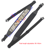 Sangle de fusil tactique en nylon réglable de 90 à 140 cm, à deux points, camouflage, avec rembourrage pour l'épaule, boucle de ceinture pour fusil