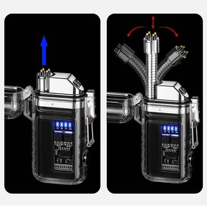Allume-cigare électronique étanche pour l'extérieur Allume-cigare rotatif télescopique à impulsion double arc en option - Product Image 4
