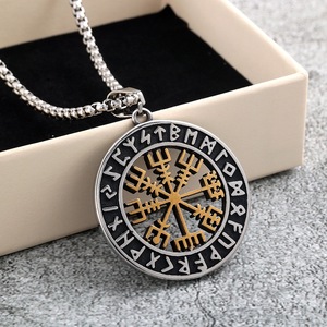 Nordic Vintage Stainless Steel Unisex Viking <b>Compass</b> <b>Necklace</b> Double Sided Snowflake Design Everyday Wear - Product Image 4