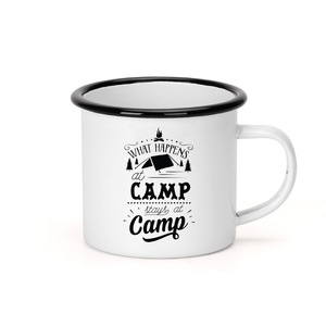 Tazas de Metal Esmaltadas al por Mayor, Populares en Europa, 350ml, Taza de Cappuccino Personalizada, Taza de Campamento con Serigrafía - Product Image 1