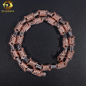 Hip Hop nuevo estilo 12mm alambre peluquero Moissanite diamante <span class=keywords><strong>cadena</strong></span> de eslabones cubanos collar de oro rosa para hombres - Product Image 4