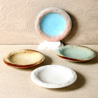 Assiette en céramique à glaçure réactive, effet de transmutation au four, vintage, rustique, faite à la main, unique pour la salle à manger