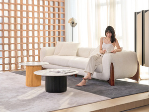 Juego de Sofás Modernos Italianos para Sala de Estar, Elegante Sofá Seccional de Lana de Cordero Suave y Cómodo para Villa o Apartamento - Product Image 6