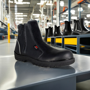 Wholesale Anti Puncture Safety <strong>Shoes</strong> Mid Cut Zip Up Style Safety <strong>Shoe</strong> Boots Leather Liquid Protection Work Boots