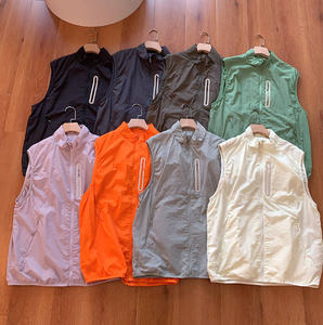 Wholesale custom logo men's and women's lightweight breathable stand up collar <b>vest</b>, quick drying spliced <b>vest</b> - Product Image 1