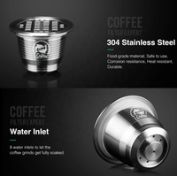 Capsule de café rechargeable en acier inoxydable pour machine à expresso avec 1 cuillère et 1 brosse