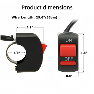 Interrupteur à bouton poussoir marche/arrêt pour guidon de <span class=keywords><strong>moto</strong></span> de 22 mm, compatible avec les motos tout-terrain, les VTT, les vélos électriques et les scooters - Product Image 2
