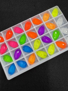 คริสตัลเย็บติดคุณภาพดี สีชมพูนีออน สีเหลืองนีออน สำหรับตกแต่งชุด - Product Image 2