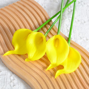 Simulation Touch Realistic PU <strong>Call</strong> Lily Artificial Flower Wedding Home Holiday Party Decoration Artificial <strong>Call</strong> Lily Yellow - Product Image 1