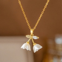 SA Jewelry Nouveau Collier Sportif en Acier Inoxydable Plaqué Or 18K Motif Fleur de Muguet, Idéal pour Cadeau pour Petite Amie