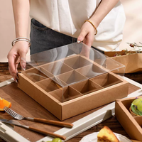 Boîte à pique-nique en papier kraft écologique, plateau à emporter avec séparateurs pour charcuterie, en-cas, fruits et sandwichs, biodégradable