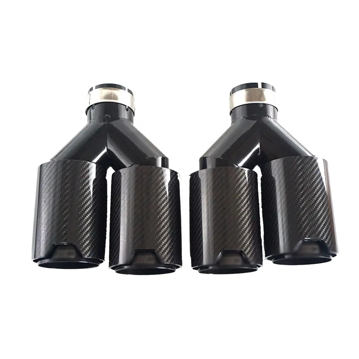 Auto exhaust pipe factory customized M performance black carbon fiber + stainless steel muffler 63mm caliber for BMW logo