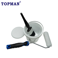 TOPMAN ember plastik putih dengan pegangan dan tutup, ember penyimpanan makanan wadah air cat