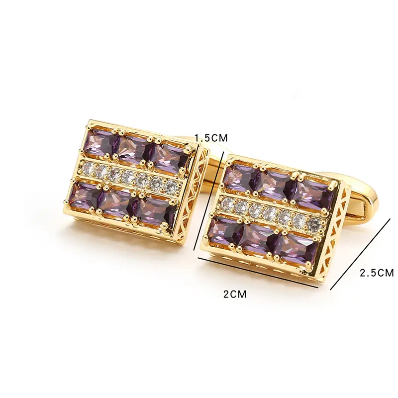 Gold-plated light luxury crystal zircon cufflinks cuff nails formal men's French shirt cuff nails