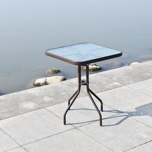 Mesa y Sillas Plegables para Exteriores, Mesa de Centro de Vidrio Templado, Mesa Cuadrada de Hierro Resistente al Agua - Product Image 1