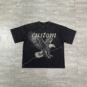 เสื้อยืดโอเวอร์ไซส์ทรงบ็อกซี่แบบวินเทจพิมพ์ลาย DTG แบบกำหนดเอง ผ้าหนา ซักย้อมสีแบบแอซิดวอช แต่งลายหินประดับ สำหรับฉัน - Product Image 3