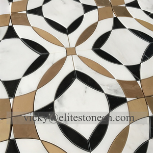 Mosaico de Mármol Blanco y Latón Hexagonal Triangular Estilo Americano para Pisos y Paredes - Product Image 2