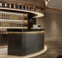 Personnalisé Moderne Éclairé En Bois Maison Marbre Rose Boisson Vin Bar Comptoir Conception De Table Restaurant Boutique Comptoir De Bar