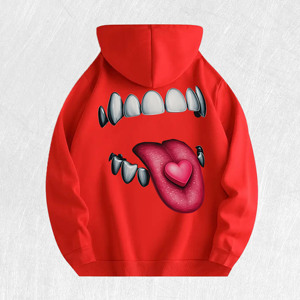 Felpa <span class=keywords><strong>con</strong></span> <span class=keywords><strong>Cappuccio</strong></span> <span class=keywords><strong>con</strong></span> Grafica di Bocca e Cuore Audace, 100% Cotone, Magazzino USA, 6 Colori - Product Image 4