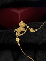 Lerca 18K Gold Edelstein-Sternzeichen-Pony-Armband, Diamant / Rosa Saphir / Blauer Saphir Pferde-Anhänger, Glücksbringer Feiner Schmuck