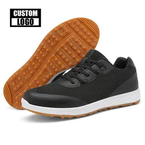 Wholesale Professional Pu Leather Men Comfortable Waterproof Laces Fixed Non-slip Outdoor Golf Shoes