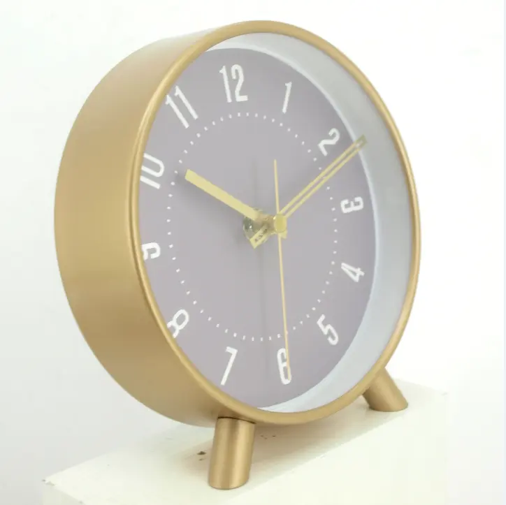 Металлические настольные часы на заказ, Аналоговые Ретро-часы-будильник с ночным освещением, работает от батареи, простой дизайн для гостиной, спальни