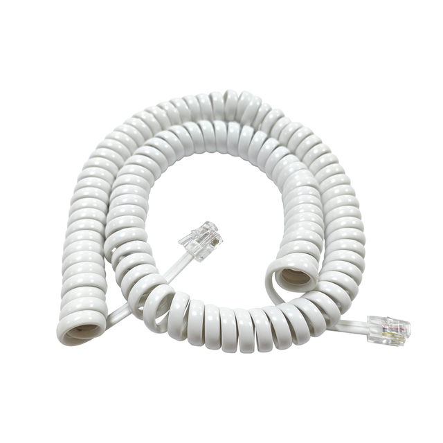 Landline Phone Handset Cable 4P4C RJ9 RJ22 RJ11 Coiled Telephone Handset Cord Flat Black Spiral Cable 4 Inch Lead 6 Ft