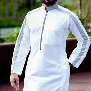 新到男士伊斯兰服装沙特阿拉伯设计 thobes 穆斯林阿拉伯长袍 Jubah