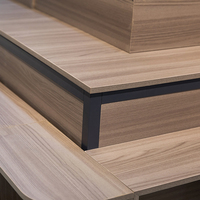Table basse contemporaine en métal et bois MDF, ensemble de 3 tables gigognes