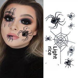 Cross-Border Spider Dark Face Electronic Festival Rhinestone Screen Stickers Halloween Makeup Black Color Promotional Stickers