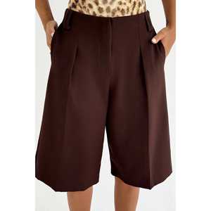 Shorts Mini Básicos Marrones, Cintura Alta Elástica, Estilo Casual, Talla XS, Transpirables y con Técnicas de Lavado, Corte Ajustado - Product Image 3