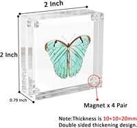 Mini cadre photo magnétique double face en acrylique transparent personnalisable 2x2 pour décoration intérieure, petit bloc d'affichage de bureau, mariage
