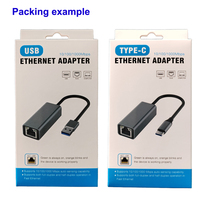 Personalizado tipo C USB 2,0 100Mb USB 3,0 a 1000Mbps Gigabit RJ45 tarjeta de red aluminio ABS adaptador Ethernet para PC de escritorio portátil