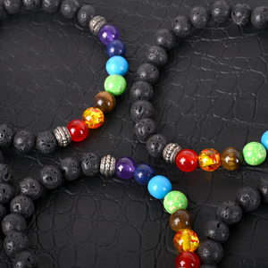 Bracelet en pierre de lave naturelle, bijoux de mode de Noël, cadeau, cristal, 7 chakras - Product Image 4