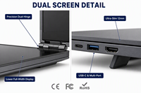 Laptop Bisnis Layar Ganda Baru 16 Inci, Layar Sentuh Ganda, Ultra Tipis, Metal, Notebook Win11 untuk Penggunaan Kantor dan Komersial