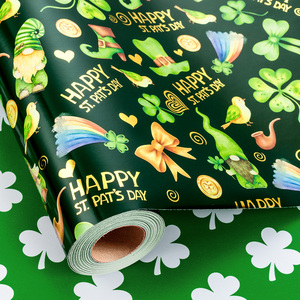 Original green-colored aluminum-coated gift <b>wrapping</b> <b>paper</b> for Saint Patrick - Product Image 1