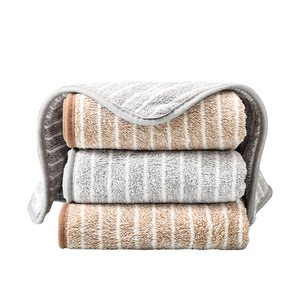 <b>Microfiber</b> Dish <b>Towel</b> 25x25Cm Stripe Pattern Coffee Gray Merbau Color For Kitchen Cleaning Absorbent And Lint Free - Product Image 1