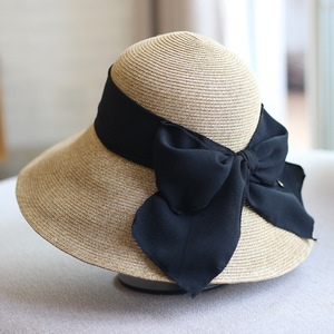 Mùa Hè Của Phụ Nữ Rộng Brim Tuyết Cây Gai Dầu Lớn Bow Mặt Trời Mũ Rơm Vòng Top Bãi Biển <span class=keywords><strong>Hat</strong></span> - Product Image 5