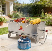 Barbecue à gaz en acier inoxydable, style 2026, portable, pliable, pour le camping en plein air