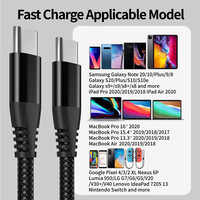 Expédition rapide 1m 2m 3m Nylon Tressé USB C Câble 3A 60W Charge rapide Type C pour une utilisation multifonction avec téléphone portable