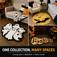 Tapis touffeté à motif Citrouille Diable pour Halloween et Noël, avec base antidérapante en TPR, absorbant, tapis de salle de bain