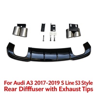 Diffuser Belakang Model S3 untuk Audi A3 8V 2017-2019 S Line Sedan Sportback dengan Empat Ujung Knalpot