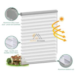 Cortinas <span class=keywords><strong>de</strong></span> papel <span class=keywords><strong>de</strong></span> poliéster con diseño vertical moderno Persianas y persianas-Embalaje personalizado Compatible con afiliados Precio más bajo directo - Product Image 3