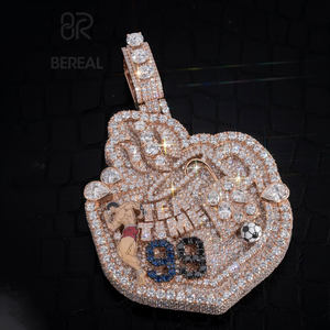 Colgante de cadena 3D con letras y diamantes de moissanita VVS que pasan la prueba del diamante, estilo hip hop personalizado, colgante con nombre de diamante en forma de pera, joyería para hombre - Product Image 1