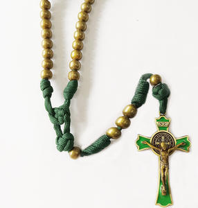 Gioielli Religiosi Cristiani, Rosario Robusto di San Benedetto con <span class=keywords><strong>Perline</strong></span> da 10mm e Cordino Paracord, <span class=keywords><strong>Collana</strong></span> Cattolica per <span class=keywords><strong>Uomo</strong></span>, Accessori per la Chiesa - Product Image 1