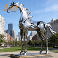 Grande statue de cheval en métal de D&Z Art Group, sculpture de cheval abstraite géométrique moderne en acier inoxydable pour jardin extérieur, parc