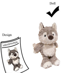 Bambola personalizzata Low MOQ Pushie carino morbido bianco grigio cucciolo di peluche - Product Image 4